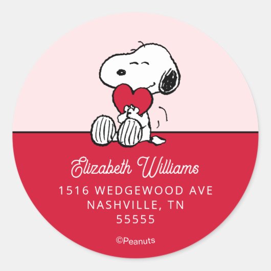 Snoopy | Little Sweetheart Baby Shower Classic Rou Ronde Sticker (Voorkant)
