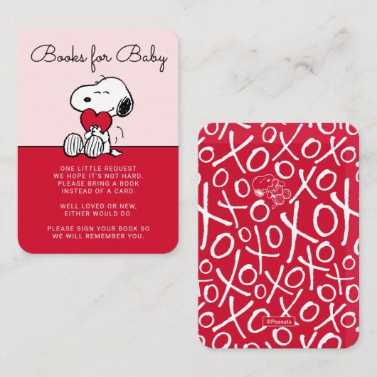 Snoopy | Little Sweetheart Baby Shower Enclosure C Informatiekaartje (Voorkant / Achterkant)