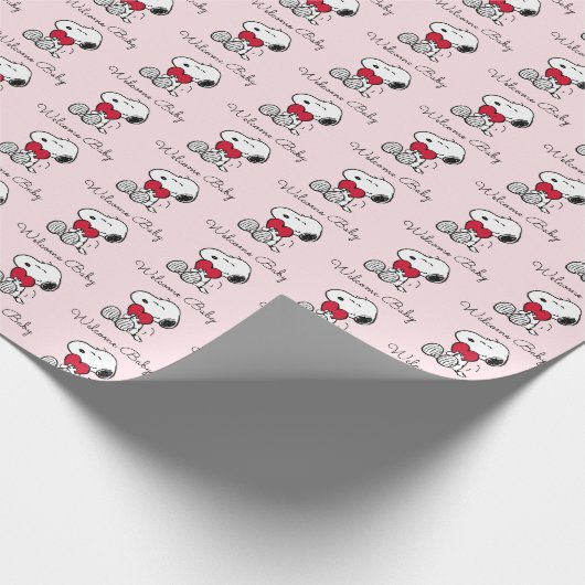 Snoopy | Little Sweetheart Baby Shower Wrapping Pa Cadeaupapier (Hoek)