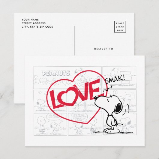 Snoopy "Love" Comic Strip Graphic Briefkaart (Voorkant / Achterkant)