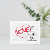 Snoopy "Love" Comic Strip Graphic Briefkaart (Staand voorkant)