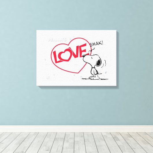 Snoopy "Love" Comic Strip Graphic Canvas Afdruk (Insitu (Houten vloer))