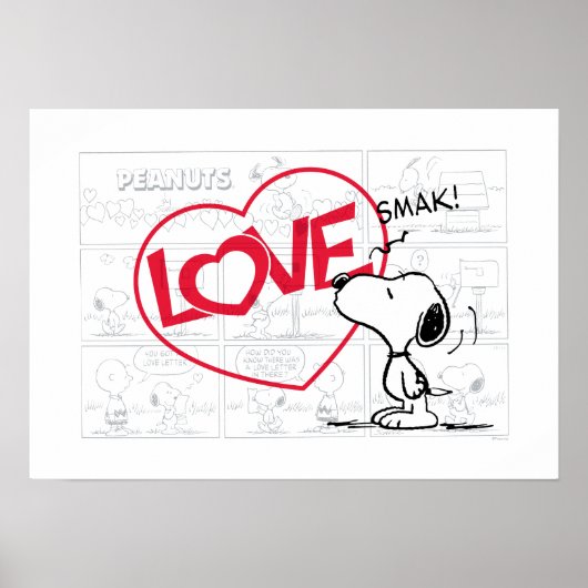 Snoopy "Love" Comic Strip Graphic Poster (Voorkant)