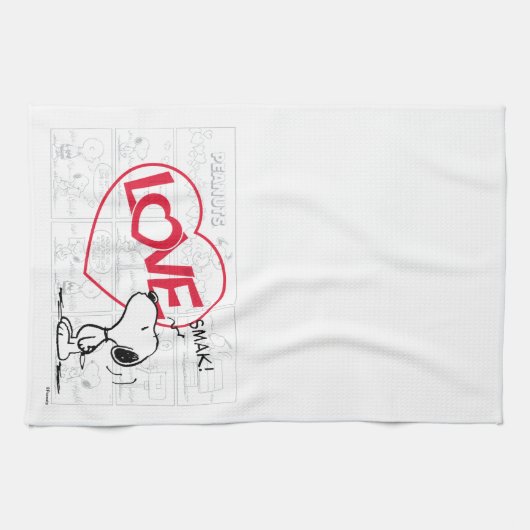 Snoopy "Love" Comic Strip Graphic Theedoek (Horizontaal)