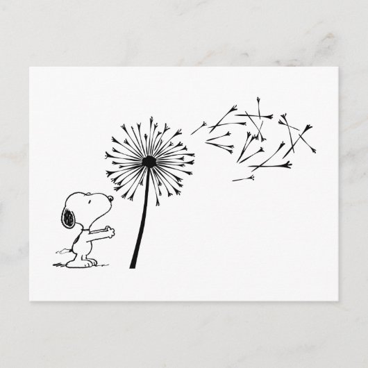 Snoopy met Dandelion Briefkaart (Voorkant)
