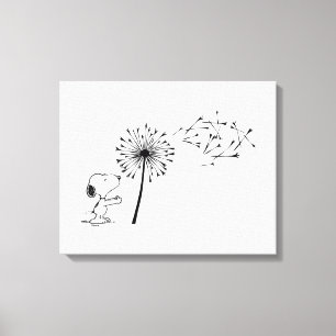 Snoopy met Dandelion Canvas Afdruk