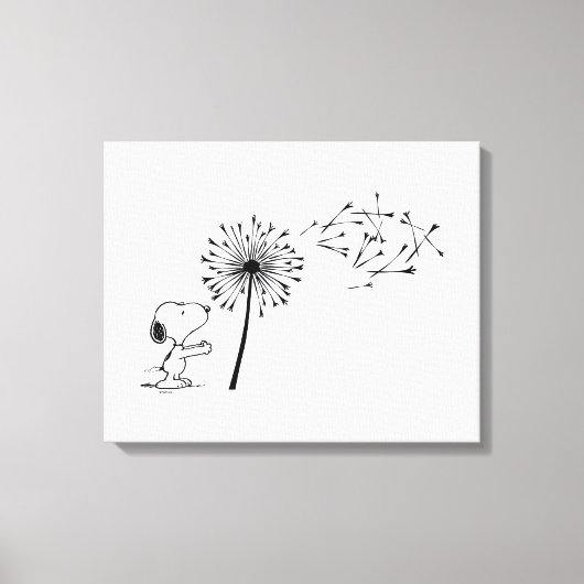 Snoopy met Dandelion Canvas Afdruk (Voorkant)