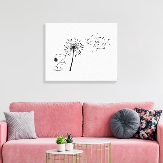 Snoopy met Dandelion Canvas Afdruk (Insitu (Woonkamer))