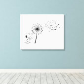 Snoopy met Dandelion Canvas Afdruk (Insitu (Houten vloer))