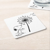 Snoopy met Dandelion Kartonnen Onderzetters (Schuin)