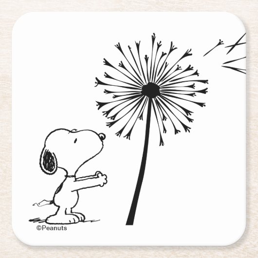 Snoopy met Dandelion Kartonnen Onderzetters (Voorkant)