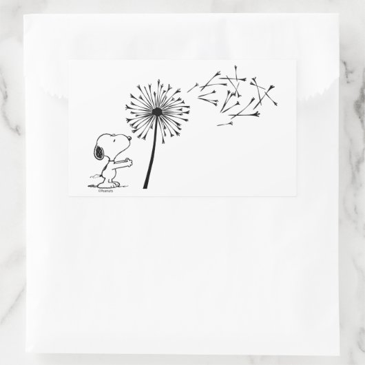 Snoopy met Dandelion Rechthoekige Sticker (Tas)