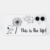 Snoopy met paardenbloem iPhone 16 hoesje (Achterkant horizontaal)
