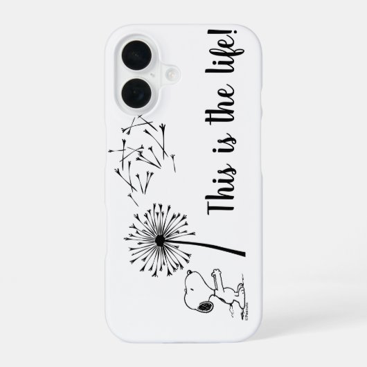 Snoopy met paardenbloem iPhone 16 hoesje (Achterkant)