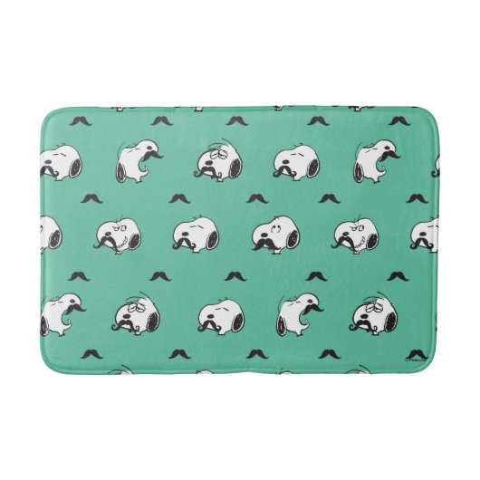 Snoopy Mustaches en Blauwgroen Patroon Badmat (Voorkant)