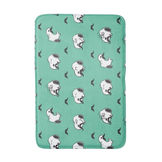 Snoopy Mustaches en Blauwgroen Patroon Badmat (Voorkant Verticaal)