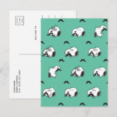 Snoopy Mustaches en Blauwgroen Patroon Briefkaart (Voorkant / Achterkant)