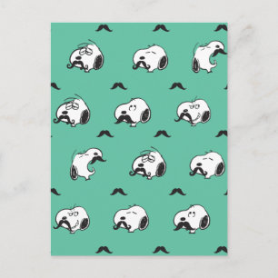 Snoopy Mustaches en Blauwgroen Patroon Briefkaart