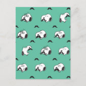Snoopy Mustaches en Blauwgroen Patroon Briefkaart (Voorkant)