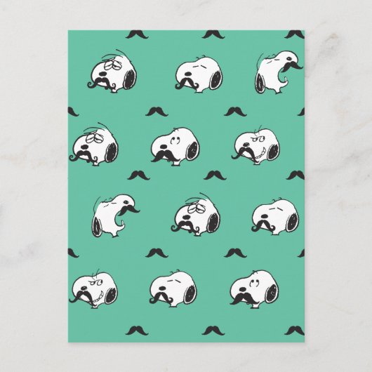 Snoopy Mustaches en Blauwgroen Patroon Briefkaart (Voorkant)