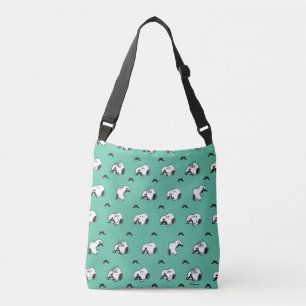Snoopy Mustaches en Blauwgroen Patroon Crossbody Tas