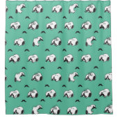 Snoopy Mustaches en Blauwgroen Patroon Douchegordijn (Voorkant)