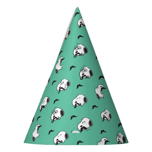 Snoopy Mustaches en Blauwgroen Patroon Feesthoedjes (Links)