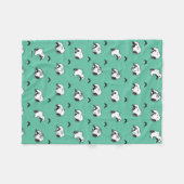 Snoopy Mustaches en Blauwgroen Patroon Fleece Deken (Voorkant (Horizontaal))