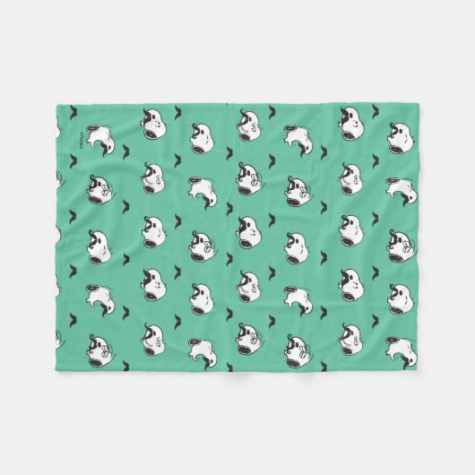 Snoopy Mustaches en Blauwgroen Patroon Fleece Deken (Voorkant (Horizontaal))