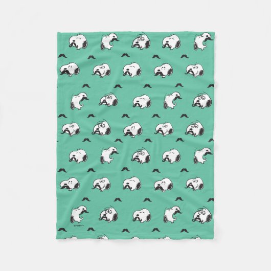 Snoopy Mustaches en Blauwgroen Patroon Fleece Deken (Voorkant)