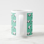 Snoopy Mustaches en Blauwgroen Patroon Grote Koffiekop (Achterkant)