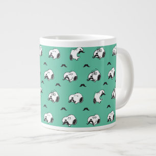 Snoopy Mustaches en Blauwgroen Patroon Grote Koffiekop