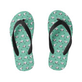 Snoopy Mustaches en Blauwgroen Patroon Kinder Teenslippers (Voetbed)