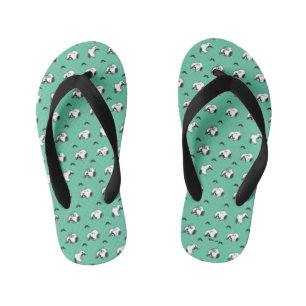 Snoopy Mustaches en Blauwgroen Patroon Kinder Teenslippers