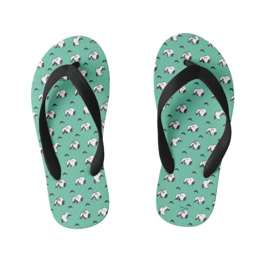 Snoopy Mustaches en Blauwgroen Patroon Kinder Teenslippers (Voetbed)