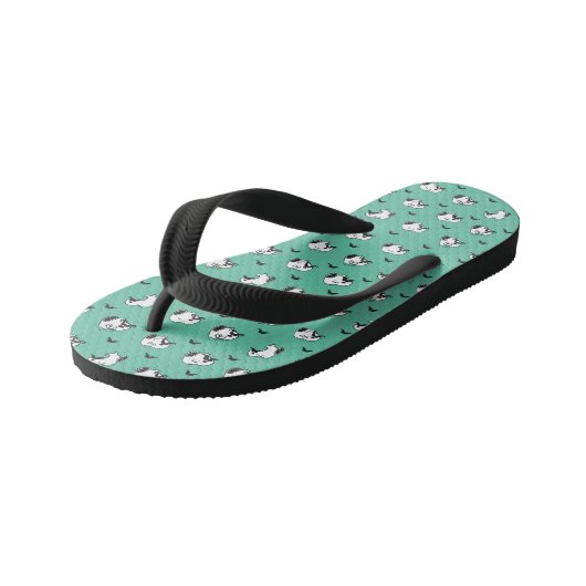 Snoopy Mustaches en Blauwgroen Patroon Kinder Teenslippers (Schuin)