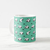 Snoopy Mustaches en Blauwgroen Patroon Koffiemok (Voorkant links)