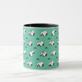 Snoopy Mustaches en Blauwgroen Patroon Mok (Midden)