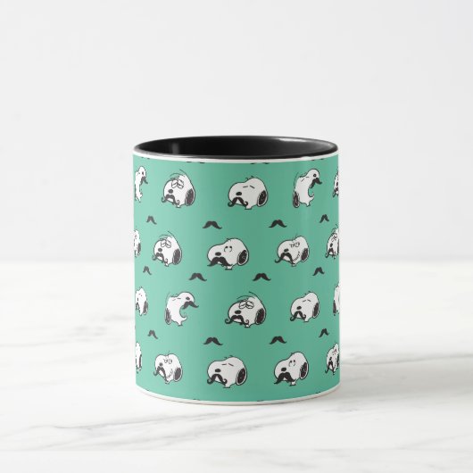 Snoopy Mustaches en Blauwgroen Patroon Mok (Midden)