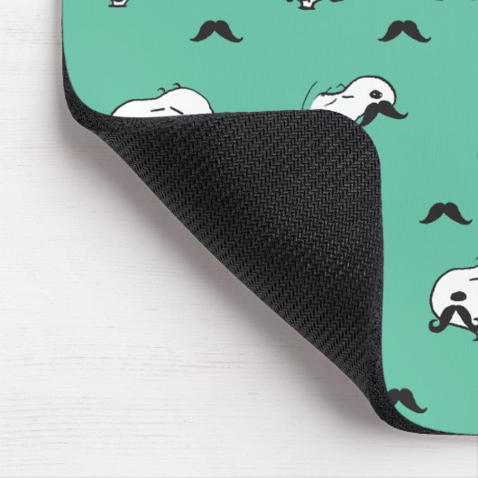 Snoopy Mustaches en Blauwgroen Patroon Muismat (Hoek)
