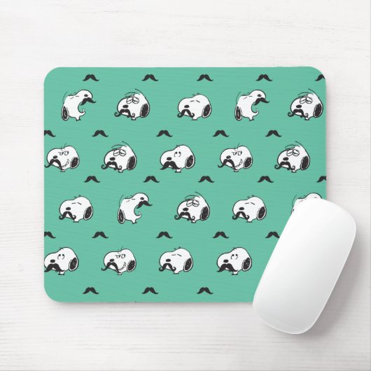 Snoopy Mustaches en Blauwgroen Patroon Muismat (Met muis)