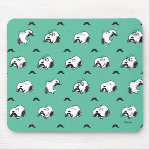 Snoopy Mustaches en Blauwgroen Patroon Muismat