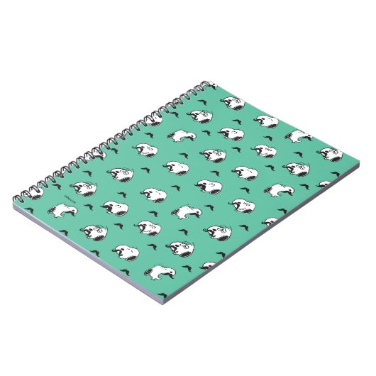 Snoopy Mustaches en Blauwgroen Patroon Notitieboek (Linkerzijde)