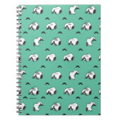 Snoopy Mustaches en Blauwgroen Patroon Notitieboek (Voorkant)