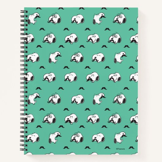 Snoopy Mustaches en Blauwgroen Patroon Notitieboek (Voorkant)