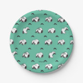 Snoopy Mustaches en Blauwgroen Patroon Papieren Bordje (Voorkant)