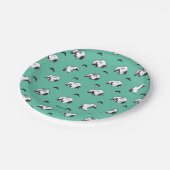 Snoopy Mustaches en Blauwgroen Patroon Papieren Bordje (Gekanteld)