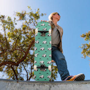 Snoopy Mustaches en Blauwgroen Patroon Persoonlijk Skateboard