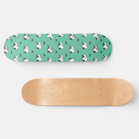 Snoopy Mustaches en Blauwgroen Patroon Persoonlijk Skateboard (Horizontaal)