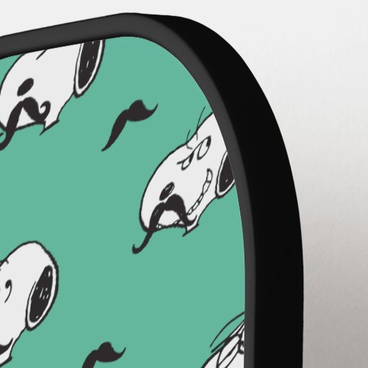 Snoopy Mustaches en Blauwgroen Patroon Pickleball Paddle (Links Detail)